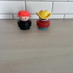 Vintage Fisher-Price Chunky Little People Farmer & Fireman‎